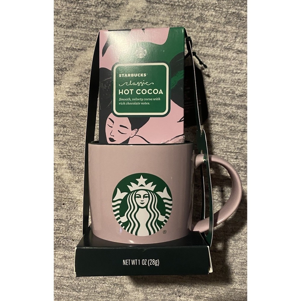 Starbucks Gift Set Pink Mug with Classic Cocoa and Heart Marshmallow Topper NEW